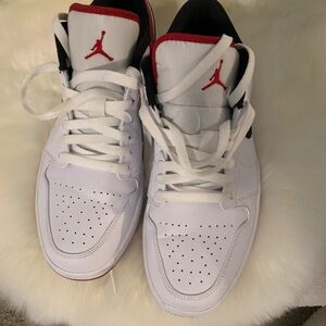 Jordan Men's White and Red Sneakers